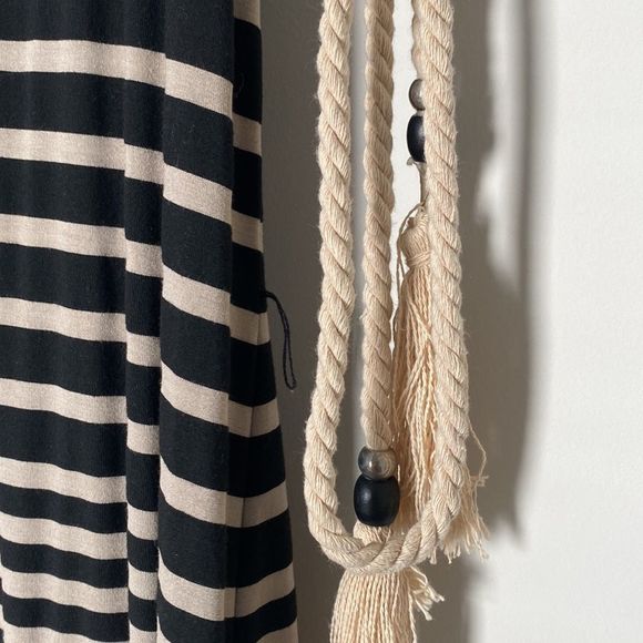Michael STARS Addison Striped Maxi Racer Back Tank Dress w Beaded Rope Belt - M - Picture 4 of 7